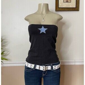 Hollister Women’s Taylor Blue with Rhinestone Star Print Tube Top